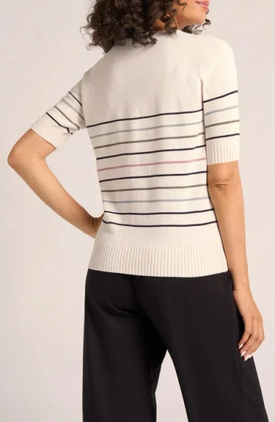 Matty M . Asa Stripe Raglan Sleeve Sweater In White