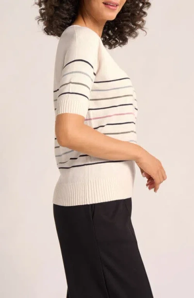 Matty M . Asa Stripe Raglan Sleeve Sweater In White
