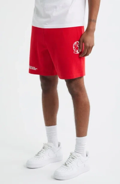 Billionaire Boys Club Bb Helmet Cotton Drawstring Shorts In Red
