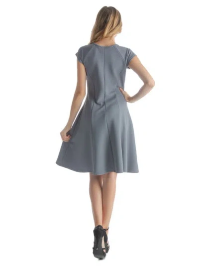 24seven Comfort Apparel Scoop Neck A-line Dress With Keyhole Detail In Gray