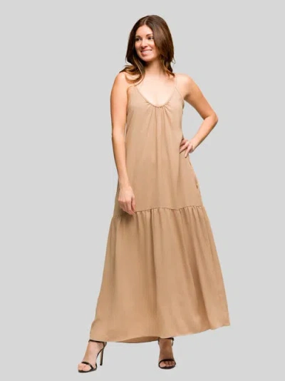 24seven Comfort Apparel Maternity Lightweight Spaghetti Strap Pocket Maxi Dress