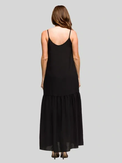 24seven Comfort Apparel Lightweight Spaghetti Strap Pocket Maxi Dress In Black