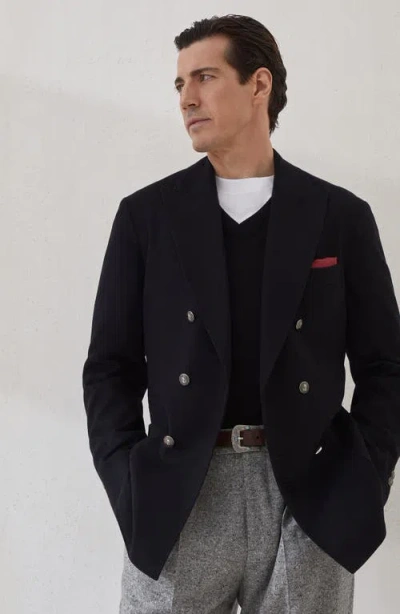 Brunello Cucinelli Cashmere And Silk Lightweight Sweater In Blue