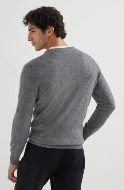 Brunello Cucinelli Cashmere V-neck Sweater In Gray