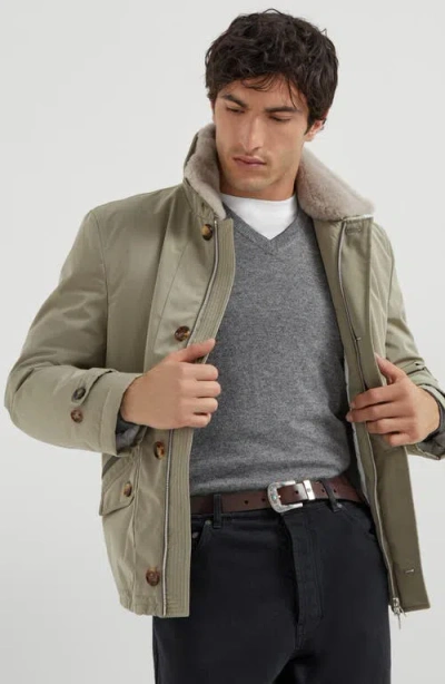 Brunello Cucinelli Cashmere V-neck Sweater In Gray