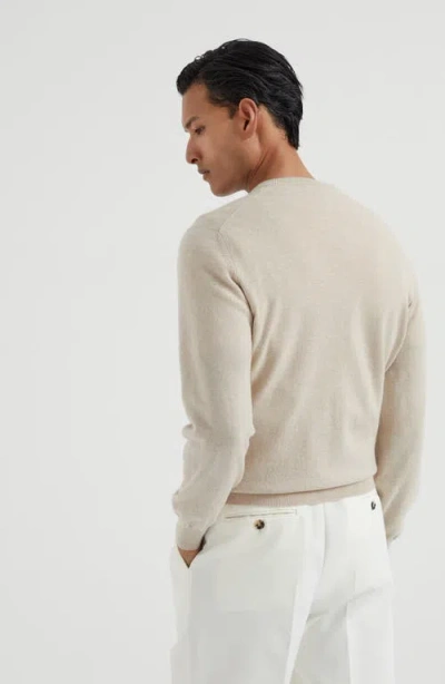 Brunello Cucinelli Cashmere V-neck Sweater In Neutral