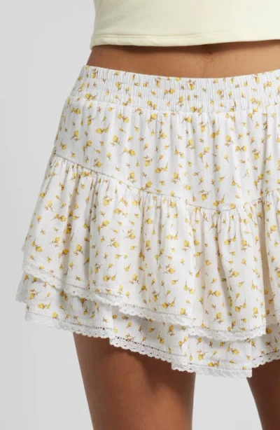 Bp. Lace Trim Ruffle Skort In White