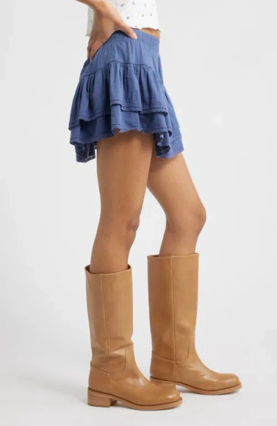 Bp. Lace Trim Ruffle Skort In Blue