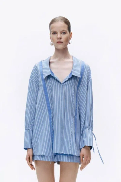Nocturne Shirt With Woven Label Details In Blue