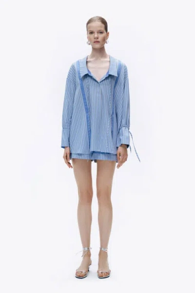 Nocturne Shirt With Woven Label Details In Blue