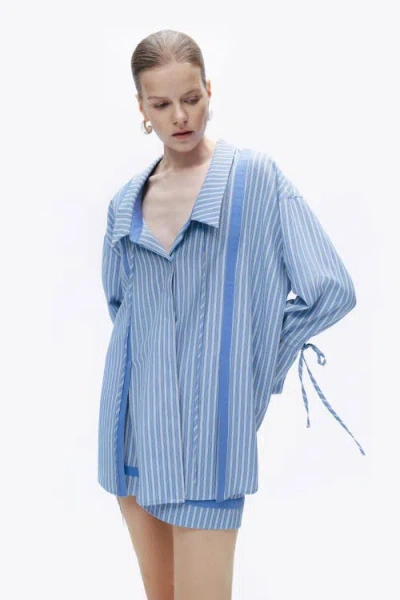 Nocturne Shirt With Woven Label Details In Blue