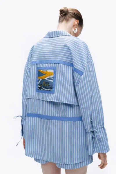 Nocturne Shirt With Woven Label Details In Blue