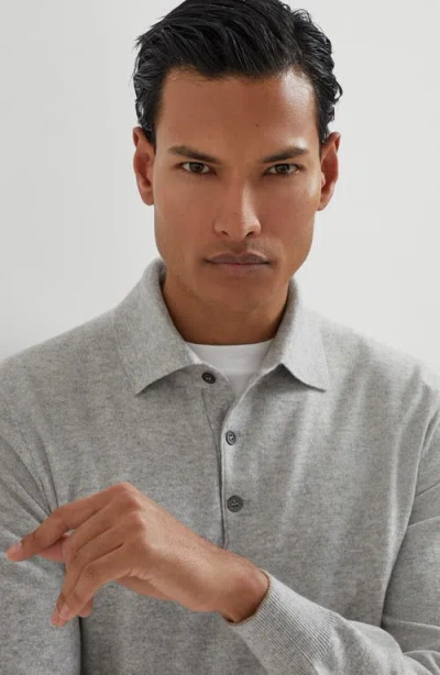 Brunello Cucinelli Solid Color Cashmere Sweater With Polo Neck In Gray