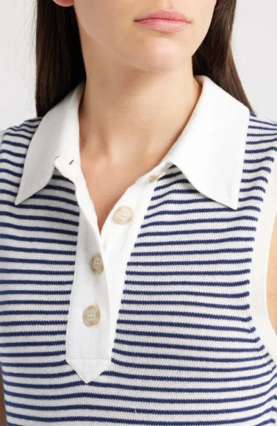Frame The Bold Stripe Knit Polo Midi Dress In Gray