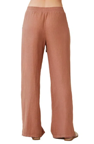 Bella Dahl Side Slit Wide Leg Linen Drawstring Pants