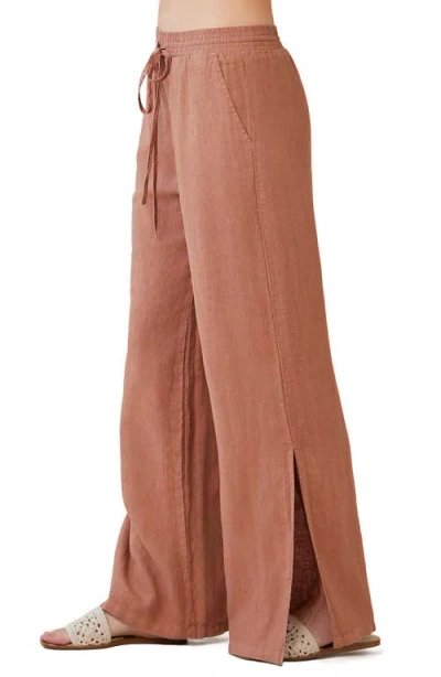 Bella Dahl Side Slit Wide Leg Linen Drawstring Pants