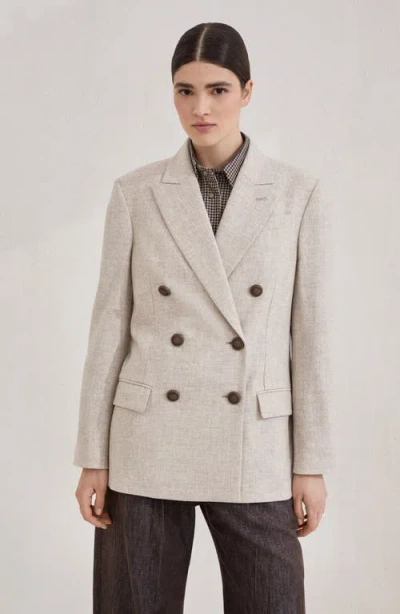 Brunello Cucinelli Twill Flannel Blazer In Neutral