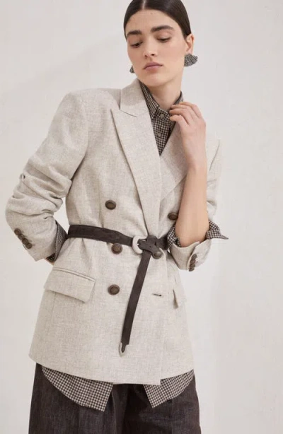 Brunello Cucinelli Twill Flannel Blazer In Neutral