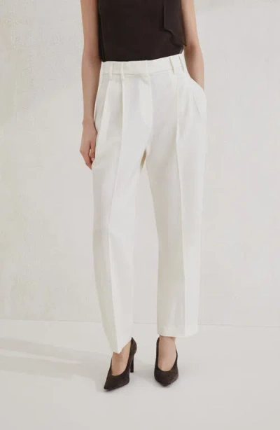Brunello Cucinelli Slouchy Trousers In Sparkling Linen Canvas With Jewellery