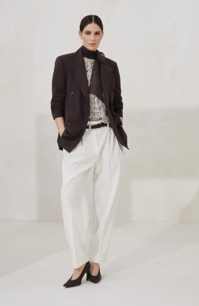 Brunello Cucinelli Slouchy Trousers In Sparkling Linen Canvas With Jewellery