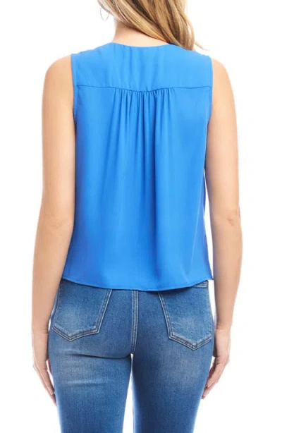 Karen Kane Sleeveless Drape Front Shirt In Blue