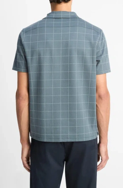 Vince Windowpane Check Cotton Blend Camp Shirt