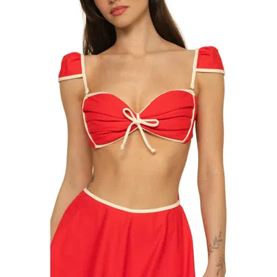 Montce Cabana Cap Sleeve Bikini Top In Red