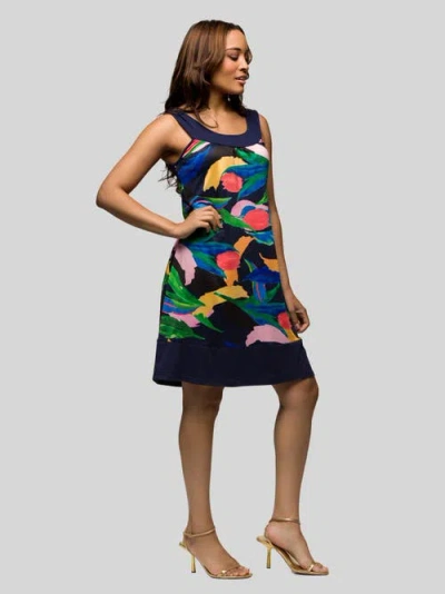 24seven Comfort Apparel Women's Floral Scoop Neck Sleeveless Knee Length Dress In Multi