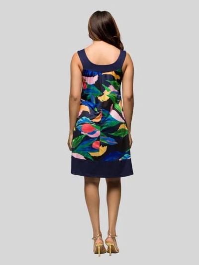 24seven Comfort Apparel Women's Floral Scoop Neck Sleeveless Knee Length Dress In Multi