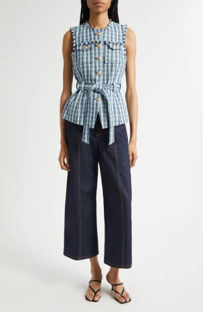 Cinq À Sept Madi Crop Wide Leg Jeans In Blue