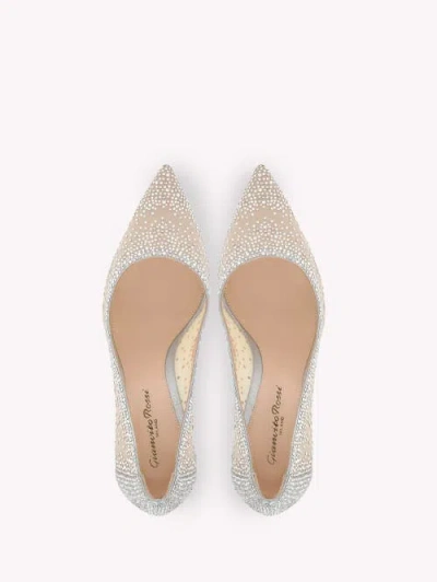 Gianvito Rossi Rania 95 Suede-trimmed Crystal-embellished Organza Pumps In Silver
