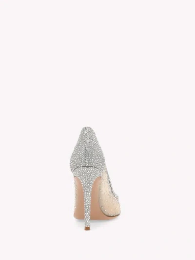 Gianvito Rossi Rania 95 Suede-trimmed Crystal-embellished Organza Pumps In Silver