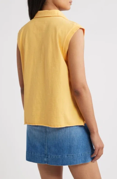 Frank & Eileen Sleeveless Collared Top In Orange