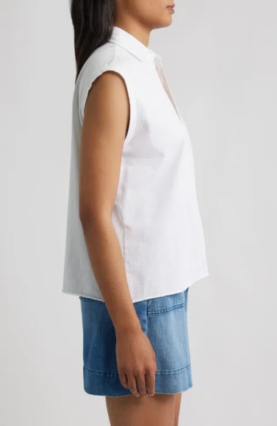 Frank & Eileen Sleeveless Collared Top In White