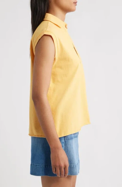 Frank & Eileen Sleeveless Collared Top In Orange