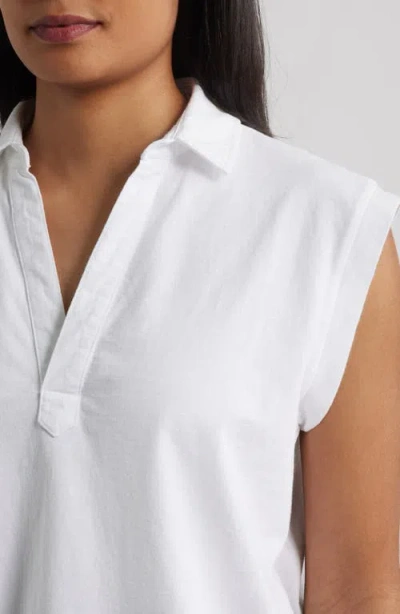 Frank & Eileen Sleeveless Collared Top In White