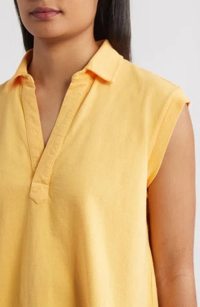 Frank & Eileen Sleeveless Collared Top In Orange