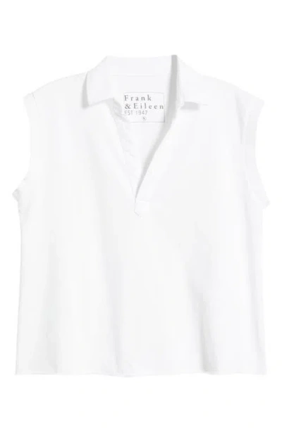 Frank & Eileen Sleeveless Collared Top In White