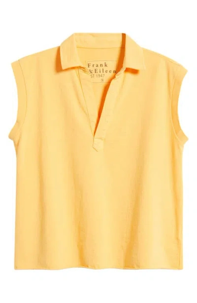 Frank & Eileen Sleeveless Collared Top In Orange