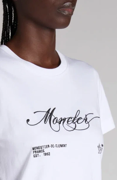 Moncler Embroidered Short Sleeve Crew Neck T-shirt In White