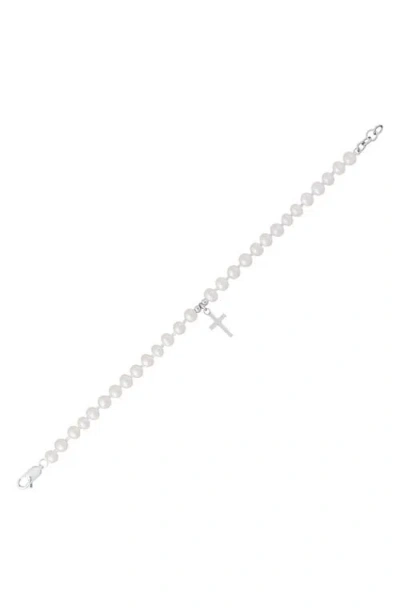 Mignonette Kids' Cross Charm Cultured Pearl Bracelet