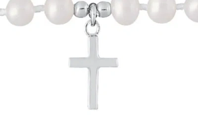 Mignonette Kids' Cross Charm Cultured Pearl Bracelet