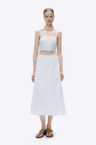 Nocturne Embroidery Detail Midi Skirt In White