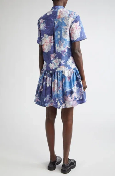 Erdem Short Sleeve Cotton Poplin Mini Shirtdress In Multi