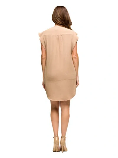 24seven Comfort Apparel Maternity V-neck Cap Sleeve Knee Length Pocket Dress In Neutral