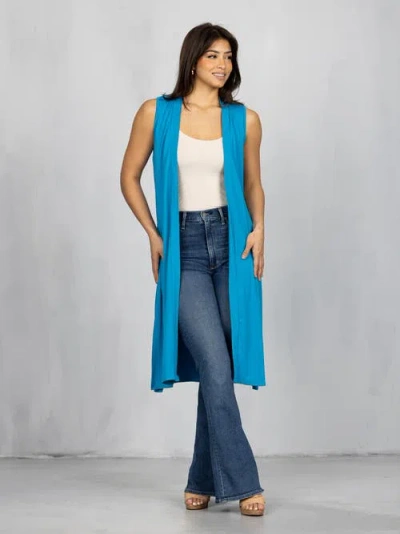 24seven Comfort Apparel Plus Size Asymmetric Open Front Cardigan Sweater In Blue