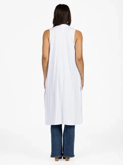 24seven Comfort Apparel Sleeveless Long Cardigan Vest With Side Slit In White