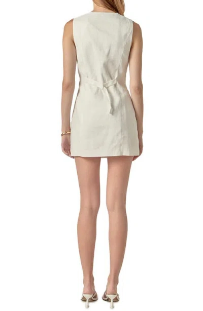 English Factory Sleeveless Linen Button-up Minidress In White