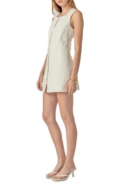 English Factory Sleeveless Linen Button-up Minidress In White