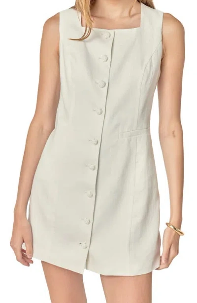 English Factory Sleeveless Linen Button-up Minidress In White